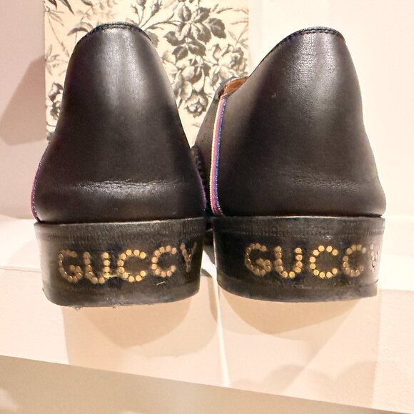 GUCCI Sylvie Web brogue leather Oxford Dress shoes Black 8.5/9 Excellent main image 5
